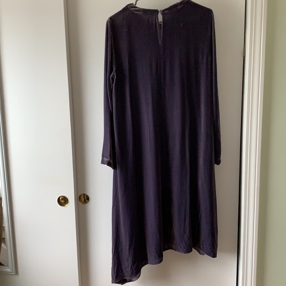Eileen Fisher Velvet Asymmetrical Crewneck Dress XS - Picture 11 of 13